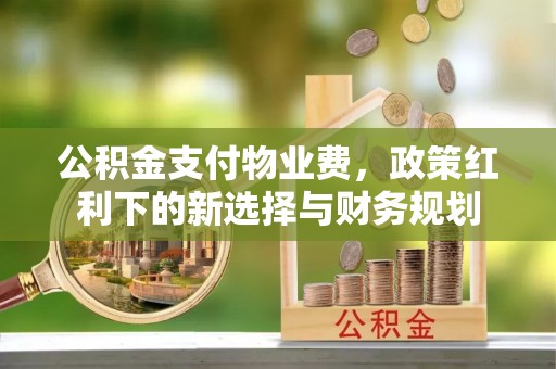 矿区公积金支付物业费，政策红利下的新选择与财务规划