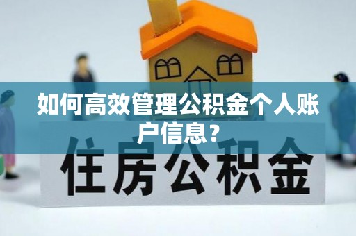 矿区如何高效管理公积金个人账户信息？